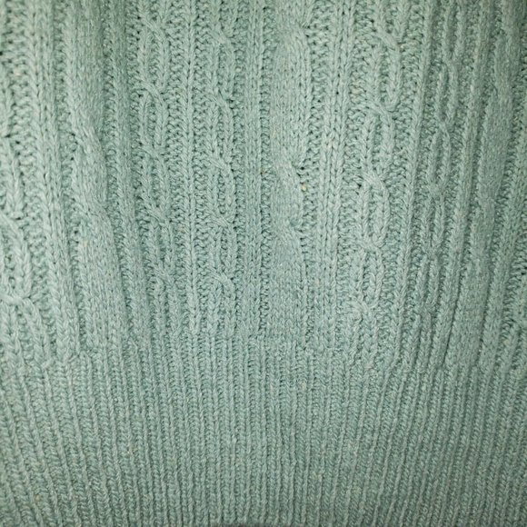 NWT 80s VTG Cable Knit S/S Sweater Shirt Top Silk Blend Teal Twee Cottagecore - Picture 3 of 6